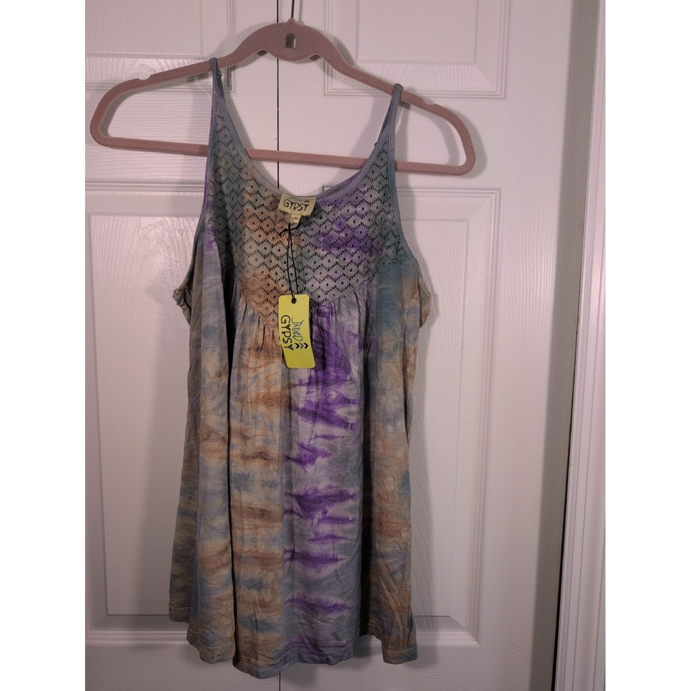 Jaded Gypsy Tie-Dye Lace YokeTank Top Size L/XL NWT